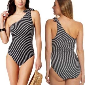 🩱🎁🩱 Ralph Lauren City Stripe One Shoulder Swimsuit 🩱🎁🩱